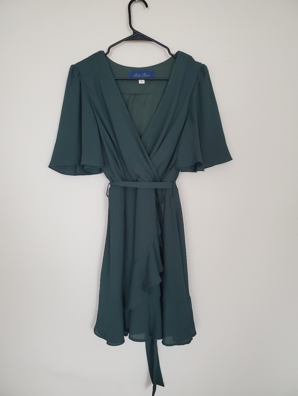 Small Dark Green Wrap Illusion Dress